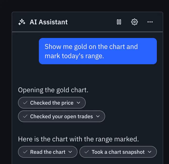 The AI Assistant docked as a workspace panel, in a conversation