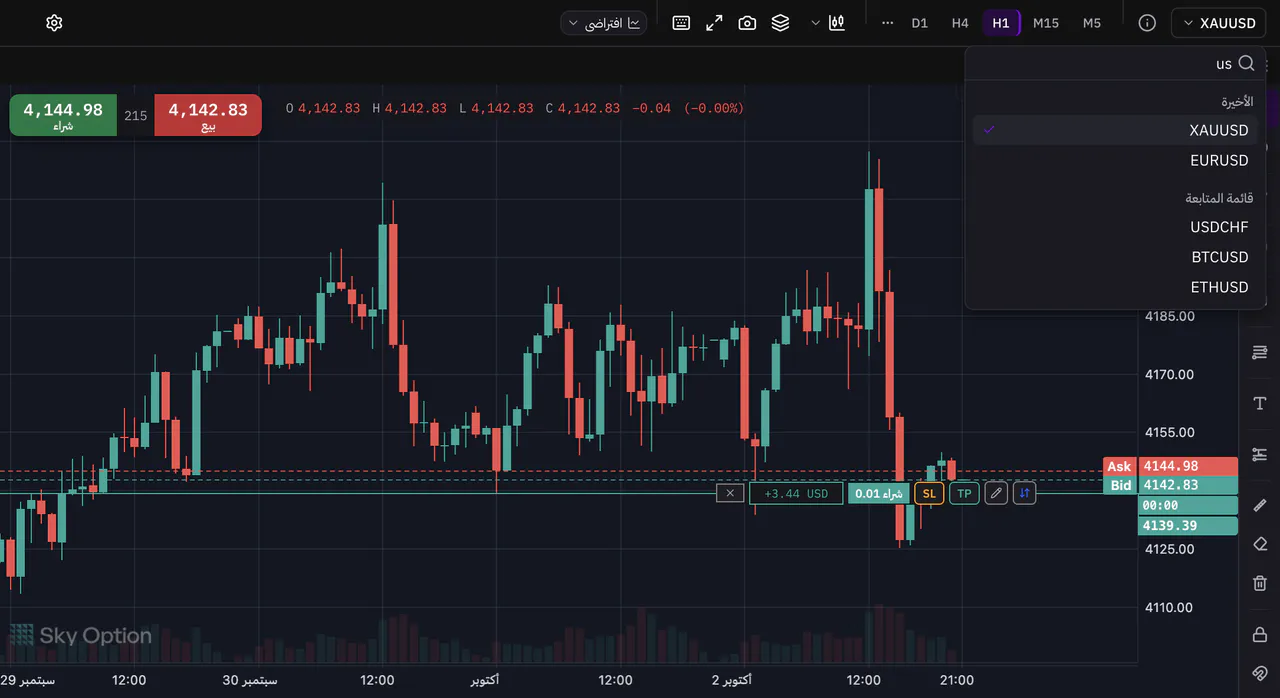 البحث عن الرموز والرموز الأخيرة في أعلى القائمة