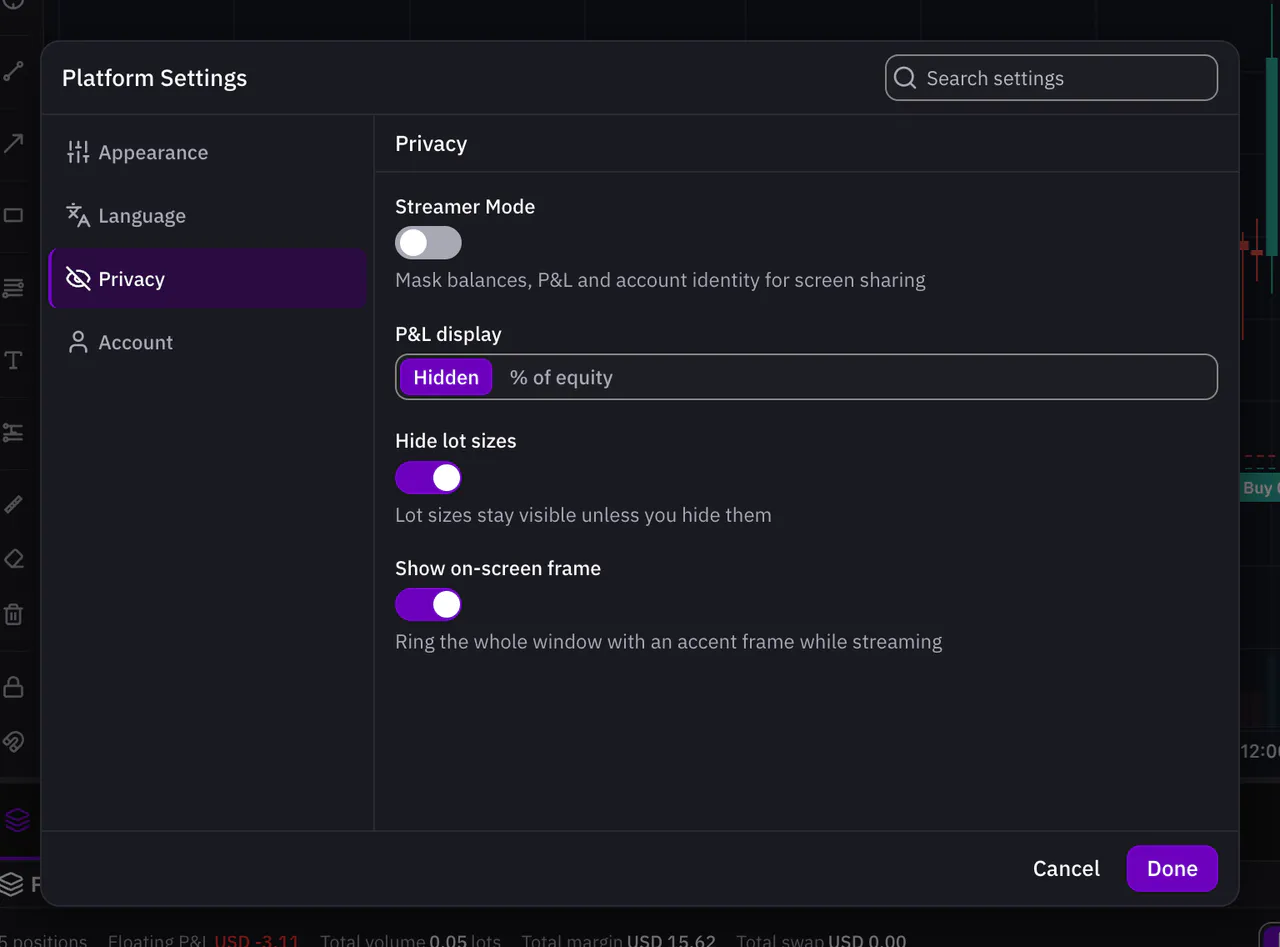 The Streamer Mode options in Platform Settings